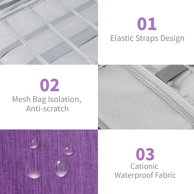Lcsmaokin Electronics Travel Organizer,Portable Waterproof Electronic Travel Storage Bag for Small Charging Cord Storage,Charger,Small Electronics,SD Card etc,for Travel,Business -Purple - Image 4