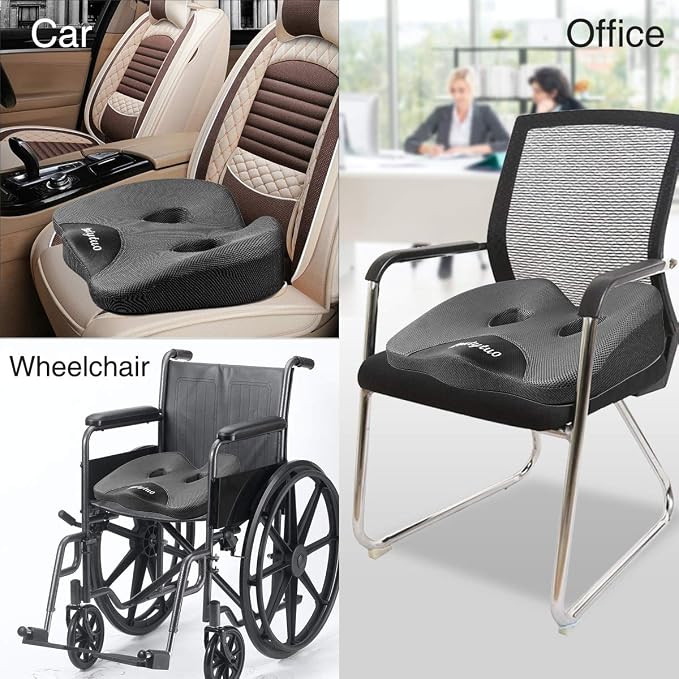 LOUTYTUO Seat Cushion Pillow,100% Memory Foam and Washable Cover,for Office Chair,Car Seat and Wheelchair,Tailbone & Sciatica & Back Pain Relief - Image 6