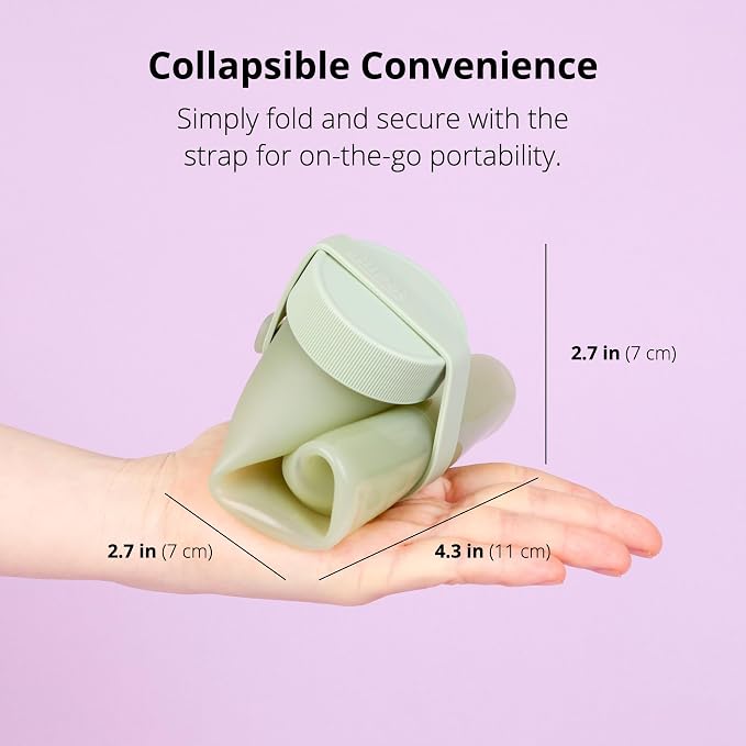 BLUE GINKGO Collapsible Water Bottle [2-Pack] – Lightweight, Foldable Silicone Bottles for Travel, Hiking, and Camping (16.9oz, Made in Korea, Olive Green) - Image 3