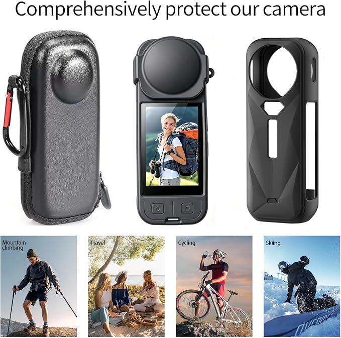 JasonMighty for Insta360 X5 Protective Accessories Kit | Camera Case,Silicone Cover,Lens Guards,Screen Tempered Glass ,Provide full camera protection,easy to install - Image 6