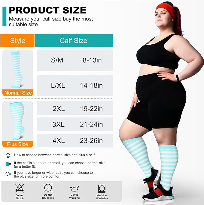 Genovega 3 Packs Wide Calf Compression Socks for Women Men Knee Hight S/M-4XL for Gifts - Image 6