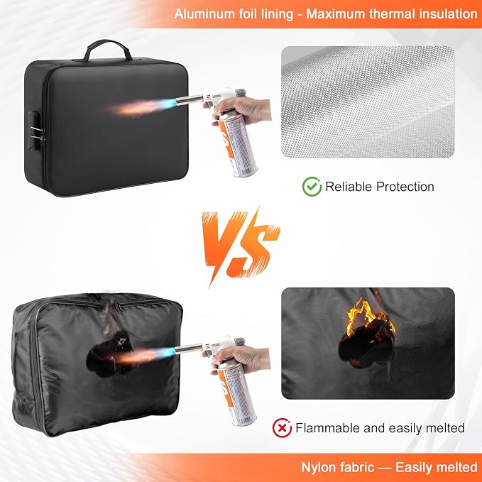 Mondoshop 5200°F Fireproof Document Bag with Lock for Home, Office & Travel | Waterproof Protection, Secure Combination Lock, Multi-Layer Organizer, Large 4-Inch Capacity, Lightweight Portable Design - Image 6