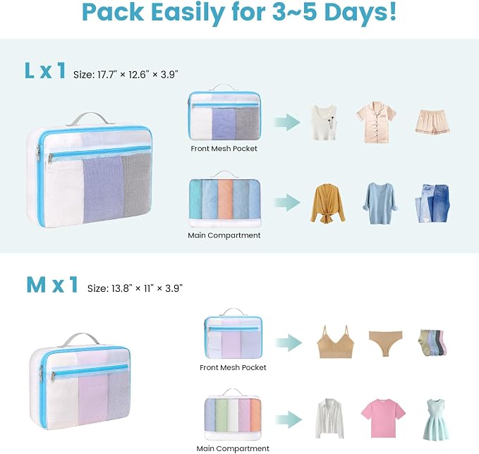 Cambond Mesh Packing Cubes for Travel Women - Lightweight Travel Bags Luggage Packing Organizer Travel Cubes for Suitcase with Handle - Image 2