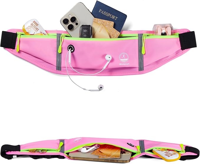 Running Belt Slim Fanny Pack Jogging Pouch Phone Holder Waist Pack - Pink - Image 5