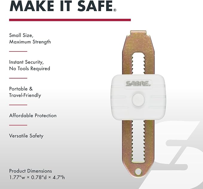 Sabre Compact Travel Door Lock, Portable Door Security for Hotels, Vacation Rentals, Apartments, & Dorms, Fits Most Inward-Opening Doors, Door Latch Lock, Withstands 730 lbs of Force, No Tools Needed - Image 2