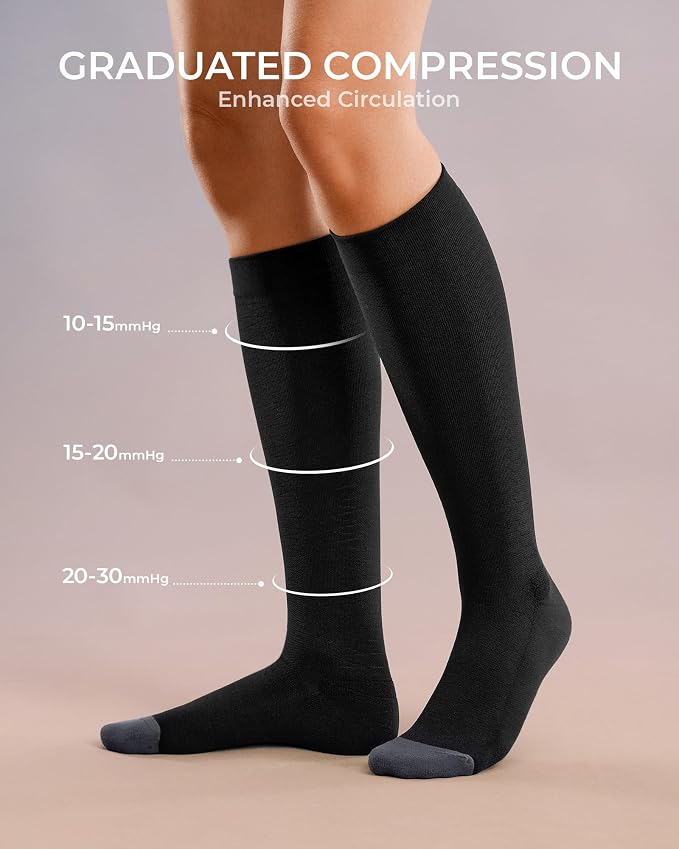 FITRELL 4 Pairs Compression Socks for Women & Men, 15-20mmHg Circulation Support for Athletic Travel Daily Wear - Image 3