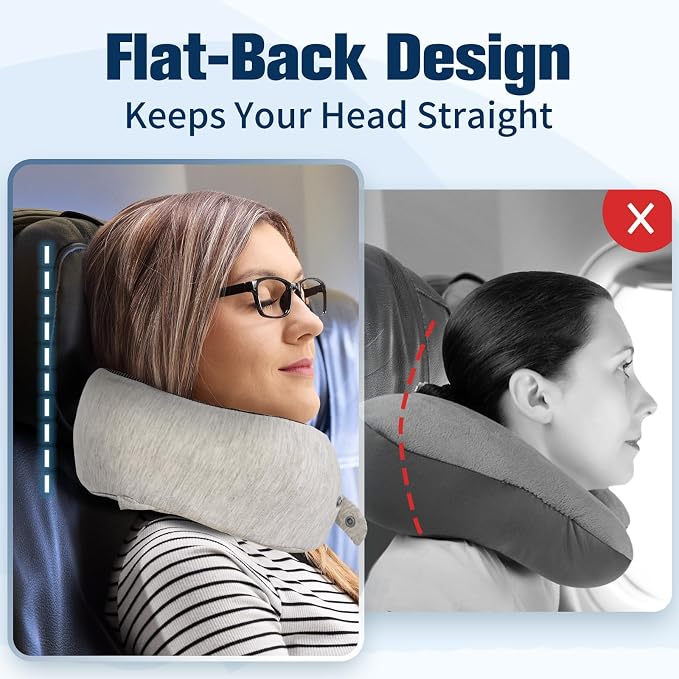 Cirorld Neck Pillow for Traveling, Travel Pillows for Airplanes,100% Pure Memory Foam Travel Neck Pillow, Adjustable Flight Pillow, Portable Plane Accessories with Eye Mask, Earplugs, Carry Bag - Image 2