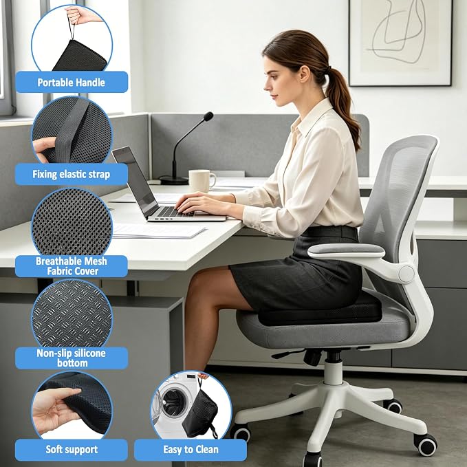 Honeycomb Gel Seat Cushion 16"x12" Foldable for Tailbone & Pressure Relief | Portable foldable cushion for airplane, car, office & wheelchair; lightweight breathable pad for all-day pressure relief - Image 8