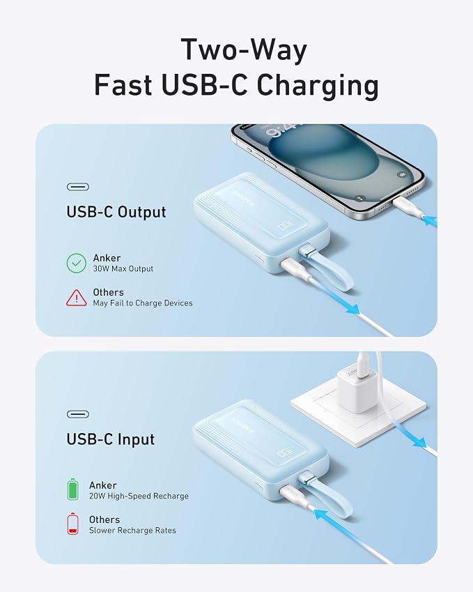 Anker Zolo Power Bank,20,000mAh 30W Portable Charger with Built-in USB-C - Image 5