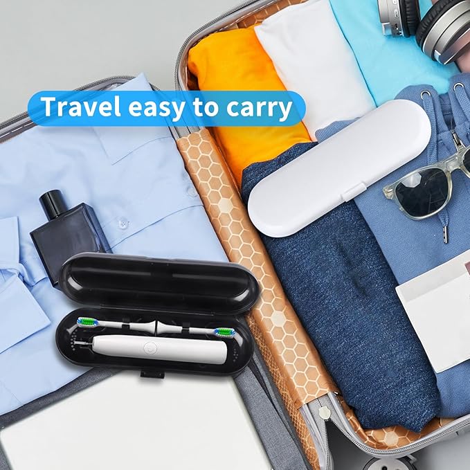 Fowecelt 2 Pack Electric Toothbrush Travel Case for Oral-B Pro and Other Electric Toothbrush, Portable Travel Toothbrush Holder (Black & White) - Image 4