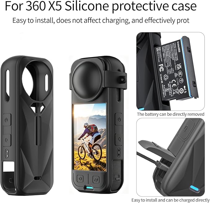JasonMighty for Insta360 X5 Protective Accessories Kit | Camera Case,Silicone Cover,Lens Guards,Screen Tempered Glass ,Provide full camera protection,easy to install - Image 4