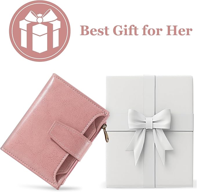 Small Wallet Women RFID Blocking Soft Leather Bifold Compact Card Holder Wallet for Women with Zipper Coin Pocket 4 ID Window - Image 7