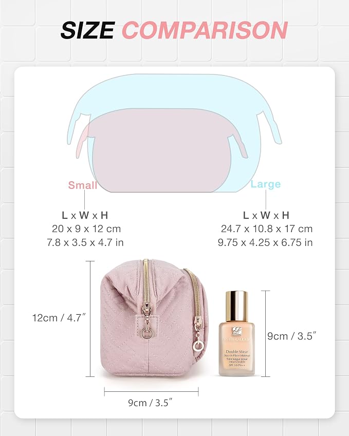 BAGSMART Travel Makeup Bag, Cosmetic Bag Small Make Up Organizer Case,Wide-open Pouch for Women Purse for Toiletries Accessories Brushes Pink - Image 5
