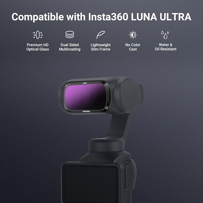 NEEWER CPL + ND Filter Set Compatible with Insta360 Luna Ultra Only, Circular Polarizer Neutral Density (ND16 + ND64 + ND256) Action Camera Polarizing Lens Filter Photography Accessories Kit, FL-L04 - Image 2