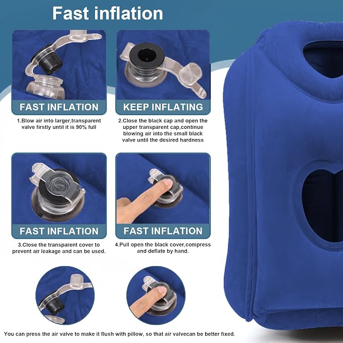 Upgraded Inflatable Travel Air Pillow for Sleeping to Avoid Neck and Shoulder Pain,21" H*12.6" W (Dark Blue, 21 x 12.6 x 12.6 inches) - Image 5