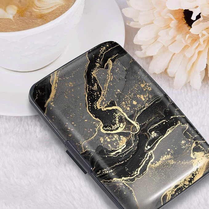 Coco Rossi Credit Card Holder RFID Aluminum Small Mini Wallet Women | Metal Wallet, Business Cards Holder, ID Case, Slim Sleeves, Womens Girls Gift, Carry Proof Wallets for Travel, Black Marble - Image 7