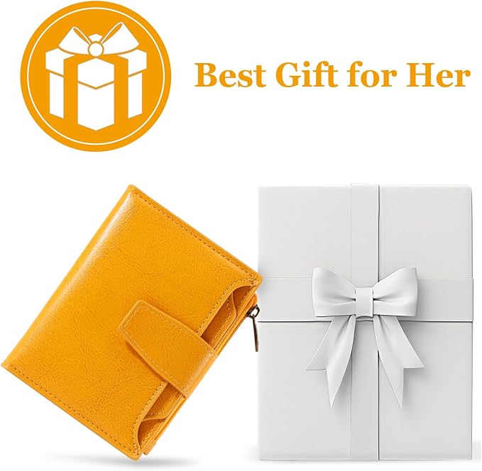 Small Wallet Women RFID Blocking Soft Leather Bifold Compact Card Holder Wallet for Women with Zipper Coin Pocket 4 ID Window - Image 7