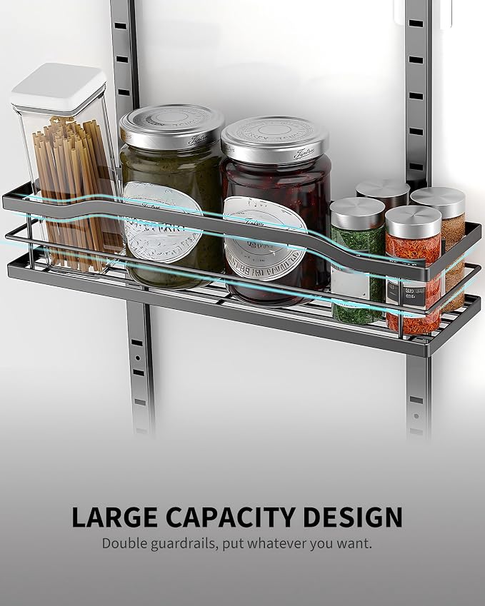 Moforoco 9-Tier Over The Door Pantry Organizer, Pantry Organization and Storage, Black Hanging Basket Wall Spice Rack Seasoning Shelves, Home & Kitchen Bedroom Bathroom House Essentials (Pack of 2) - Image 4
