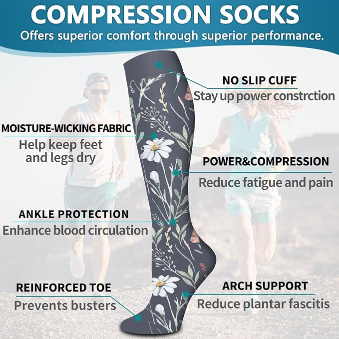 6 Pack Copper Compression Socks for Women and Men Circulation-Best Support for Medical,Running,Nursing,Athletic - Image 5