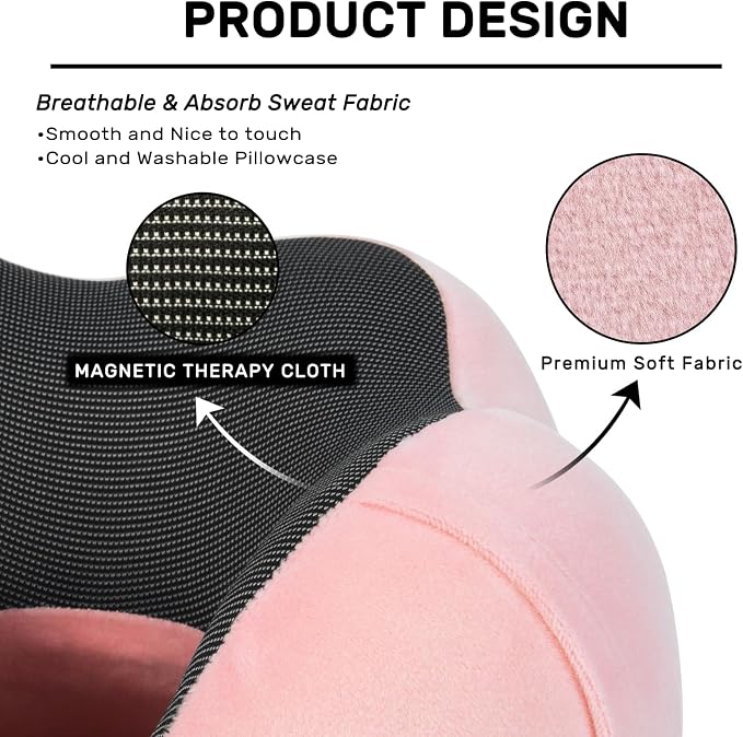 urnexttour Neck Pillow Airplane Travel Pillow 2 Pack Black and Pink | Memory Foam Soft Support Travel Neck Pillow for Travelling, Sleeping Rest, Car, Train and Home Use - Image 4