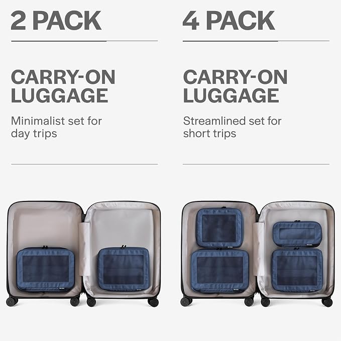 Compression Packing Cubes for Travel, 2-Pack, Dark Blue | Solves overpacking, 2-Piece set fits most carry-ons, 50% Space savings, Compression luggage organizer bags - Image 4