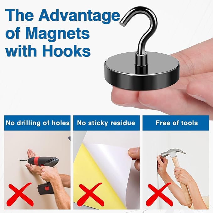 LOVIMAG Magnetic Hooks, Cruise Essentials 2026, 25 Pack-170LBS | Heavy Duty Strong Magnet Hook for Cruise Cabin, Refrigerator Fridge, Ship, Classroom, Kitchen Grills, Black - Image 5