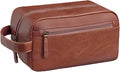 Travel Toiletry Bag for Men and Women, Travel Shaving Dopp Kit Water-resistant Bathroom Toiletries Organizer PU Leather Cosmetic Bags (Brown) by Ezday