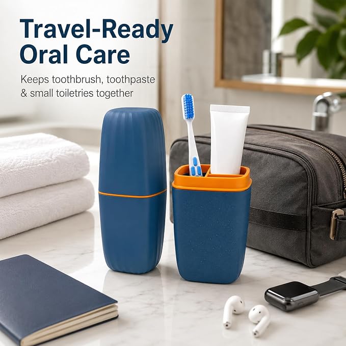 Toothbrush Travel Case, 2 in 1 Holder and Rinse Cup with Cover | 7.87 - Image 3