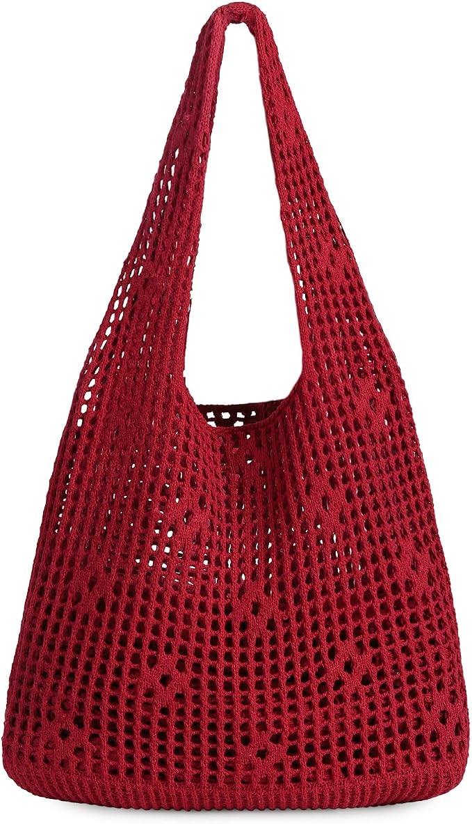 Sightor Crochet Tote Bag, Mesh Beach Bag Knit Summer Hobo Bag for Women | Beach Tote bag Vacation Outfits Aesthetic Boho Bag by Sightor