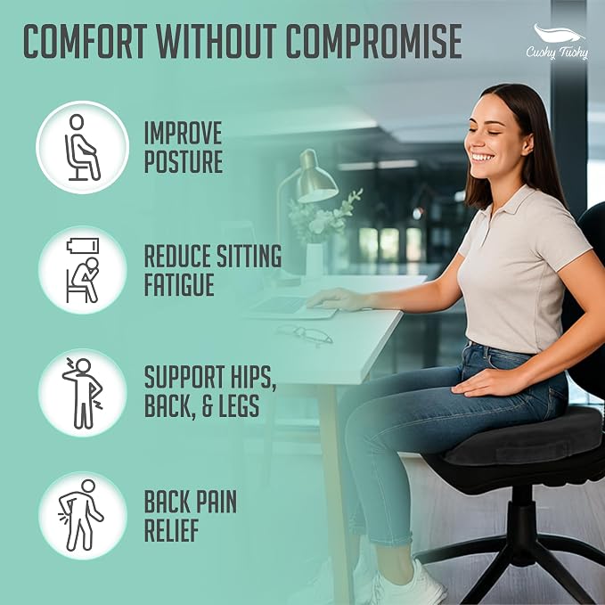 Premium Slim Foldable Travel Seat Cushion - for Relief of Lower Back, Sciatic, Butt and Tailbone Pain - for Home & Office Use, Perfect for Travel or Driving - Slim Coccyx Cushion - Black - Image 5