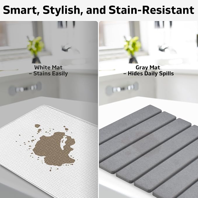 Large Stone Dish Drying Mat for Kitchen Counter, 24"(L)×16"(W) Collapsible Quick Drying Dish Mats, Ultra Absorbent Diatomaceous Earth Mats for Bottles, Match Any Countertop - Image 5
