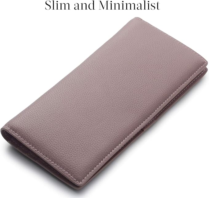 Bveyzi Ultra Slim Thin Leather RFID Blocking Credit Card Holder Bifold Clutch Wallets for Women - Image 3