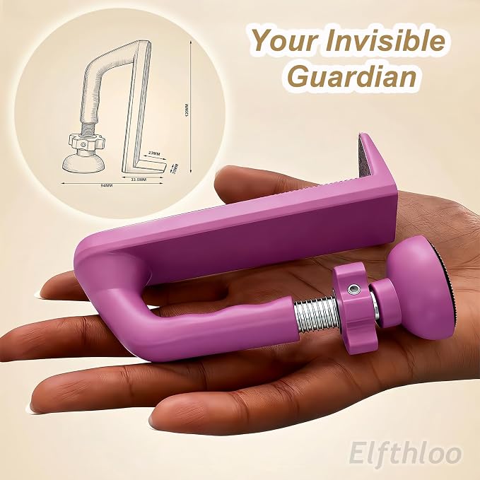 Portable Door Lock Travel Security, Pink Anti-Theft Stopper | 202g lightweight, fits inward-swinging doors, tool-free install, aluminum, for hotels, Airbnbs, dorms, apartments - Image 4