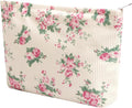 Cosmetic Bags for Women - Corduroy Cosmetic Bag Aesthetic Women Handbags Purses Smile Dots Makeup Organizer Storage Makeup Bag Girls Case Bags (Flowers-Pink) by Gardsell