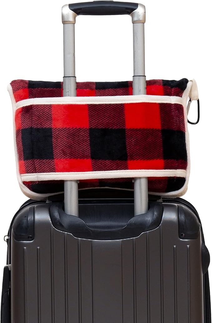 Carstens, Inc. Travel Blanket, Premium Compact 2-in-1 Airplane Blanket/Pillow, Red Buffalo Plaid - Image 3