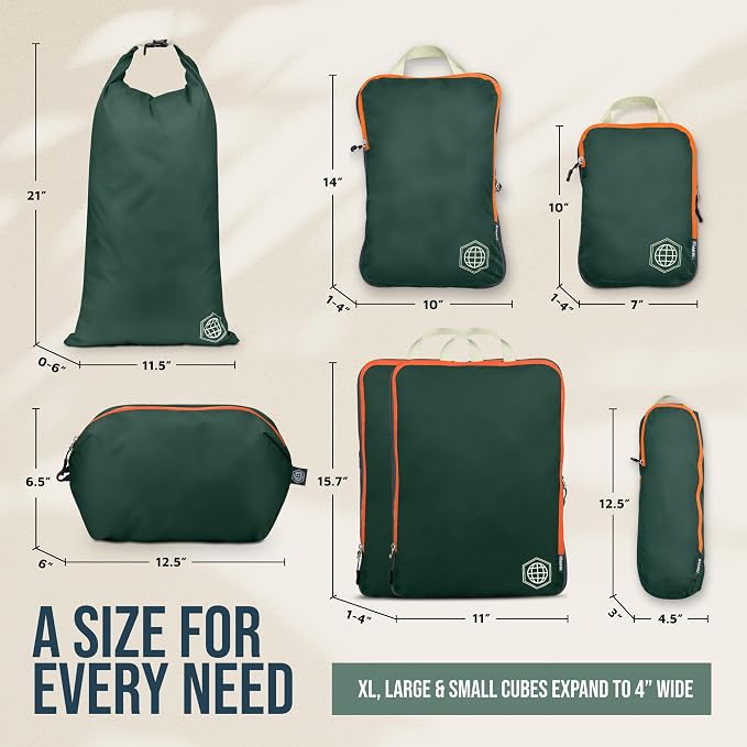 TRIPPED Travel Gear Large Compression Packing Cubes 7-Piece Set for Travel - Image 4