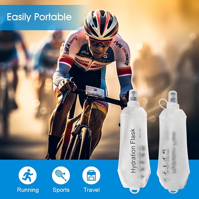AXEN Soft Flask TPU Foldable Running Hydration Flask, Soft Collapsible Water Bottle for Hydration Pack Cycling Marathon Running Hiking - Image 3