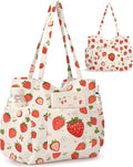 Corduroy Tote Bag for Women,Large Capacity Cute Tote Bags With 6 Pockets,Crossbody Shoulder Handbag for Work Travel Gym by Hatisan