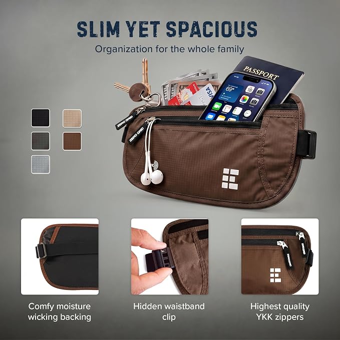 Money Belt for Secure Travel - RFID Blocking Slim Passport Holder - Hidden Waist Pouch for Cash, Credit Cards, Documents - Concealable Under Clothes, Water-Resistant Slim Fanny Pack for Men and Women - Image 5
