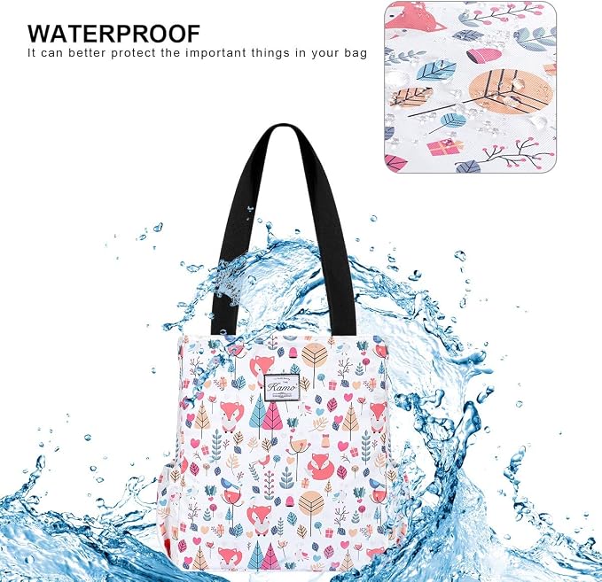 KAMO Floral Tote Bag - Waterproof Lightweight Handbags Travel Shoulder Bag for Hiking Yoga Gym Swimming Travel Beach - Image 6