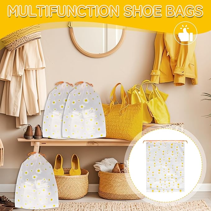 Shoe Bags for Travel, Waterproof Drawstring Shoe Bags for Packing | 15.7" x 11.8" Large Dustproof Portable Travel Shoe Storage Bags Travel Essentials Women - Image 6