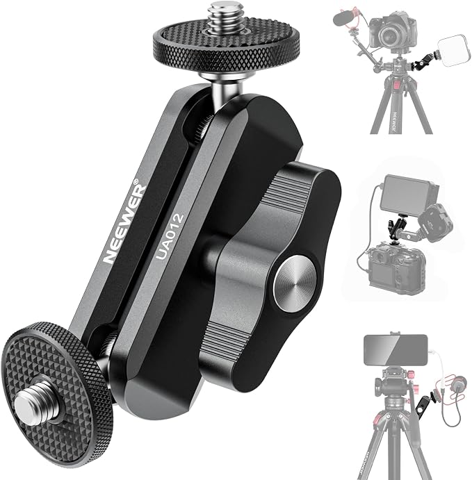 NEEWER Flexible Articulating Magic Arm with Dual Ball Heads, CNC Machined Aluminum Alloy with 1/4" Screws&Holes for Camera Monitor, LED Light, Microphone, Tripod, Compatible with SmallRig Cage, UA012 by Neewer