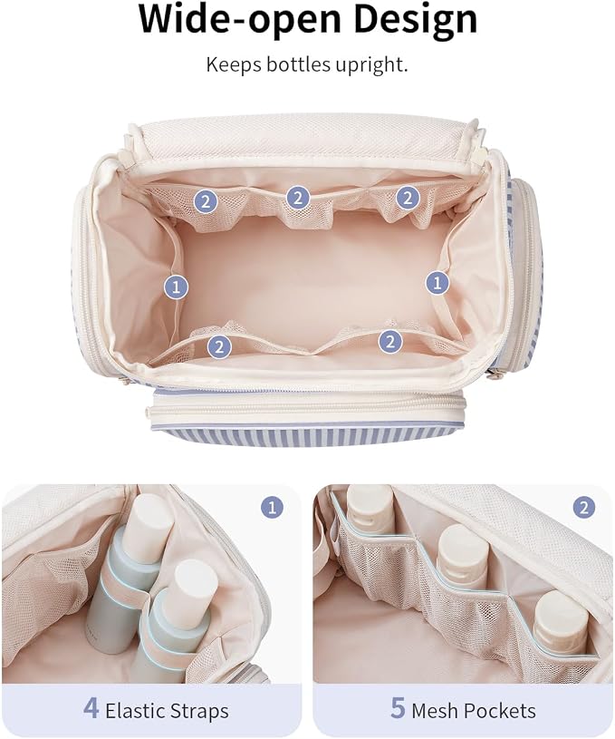 Narwey Hanging Travel Toiletry Bag for Women, Large Makeup Cosmetic Bag | Wide Open, Organized Pocket, Dry Wet Separation, Portable Bathroom Travel Bag for Full Size Toiletries, Vivid Pattern, Gifts - Image 4