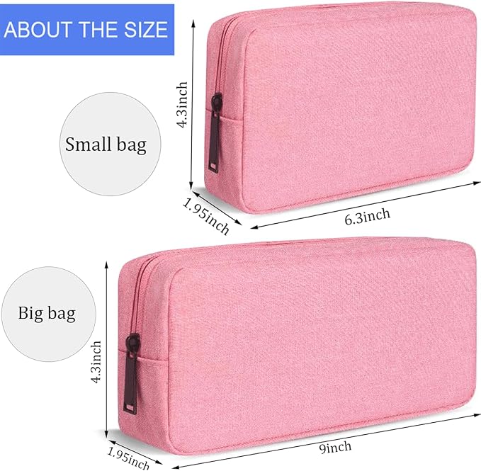 CAAORDKSO Electronic Organizer Case, Travel Cable Organizer Bag Pouch Electronic Accessories Carry Case Waterproof Electronic Accessories Bag for Cable, Cord, Charger, Power Bank, Earphone (Big-Pink) - Image 2