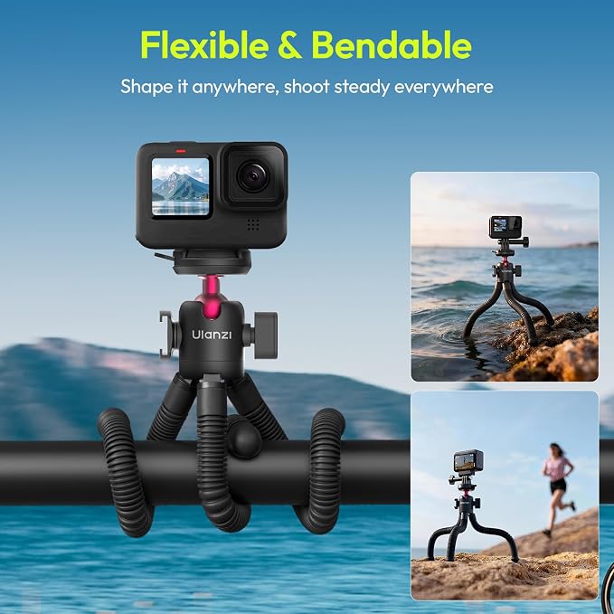 ULANZI MT-91 Flexible Octopus Tripod for Phone, GoPro&Camera, 3‑in‑1 Mini Tripod w Bluetooth Remote, CKA Quick Release w 1/4 Screw, GoPro Adapter, Phone Holder for Vlogging, Selfies, Video Recording - Image 7