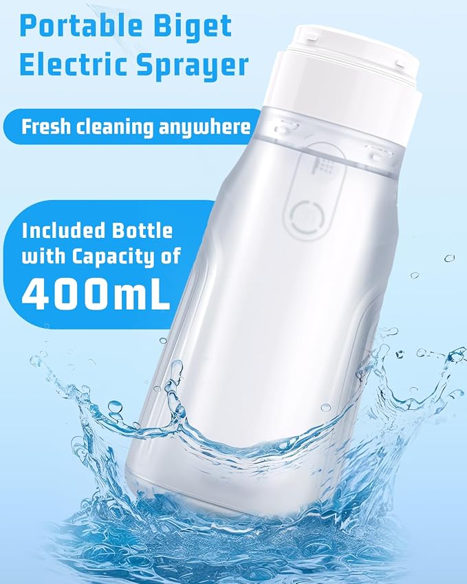 Portable Bidet for Travel with 400ml Bottle, 3 Pressure Modes | Rechargeable Electric Travel Bidet, Waterproof Handheld Bidet Sprayer for Women Men Baby Cleaning - Image 5