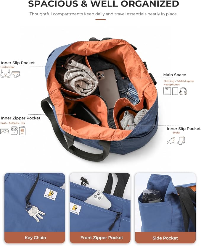 Reversible Travel Tote Bag, Foldable Carry On Shoulder Bag with Large Capacity for Airport, Shopping, Gym & Daily Use - Image 7