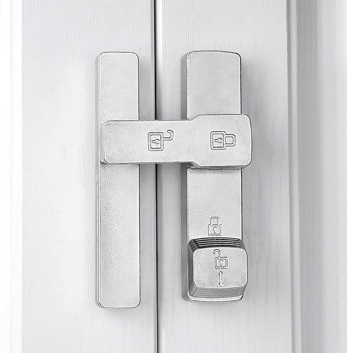 2 Packs Silvery 180 Degree Barn Door Lock,Flip Gate Latches Hardware | Zinc Alloy Door Lock,Sliding Door Latches,for bedroom,drawer,pet enclosures,cabinet,garage,window - Image 5