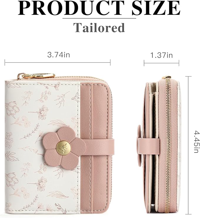 Small Wallet for Women Rfid Bifold Leather Card Holder Wallet With Zipper Pocket - Image 2