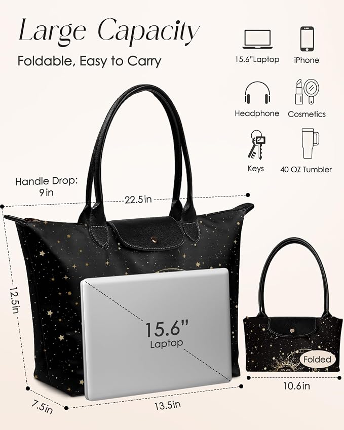 Miss Adola Aesthetic Nylon Tote Bag for Women | Lightweight, Foldable, Waterproof, Large Capacity for Travel, Work, Teacher - Image 3